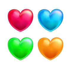 Collection of colorful and shiny 3d heart vector