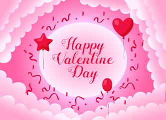 Happy valentines day concept greeting card in flat style