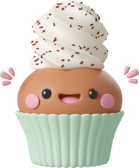 Birthday cupcake for celebration party, Happy Birthday, 3d illustration