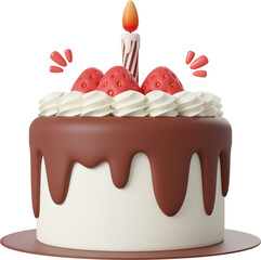 Birthday cake for celebration party, Happy Birthday, 3d illustration