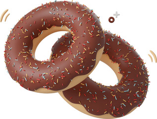 Chocolate donut cartoon style , 3d illustration