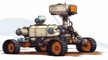 Research satellite rover probe of various space planets,