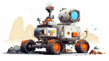 Research satellite rover probe of various space planets,