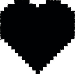 heart pixel icon grunge style vector