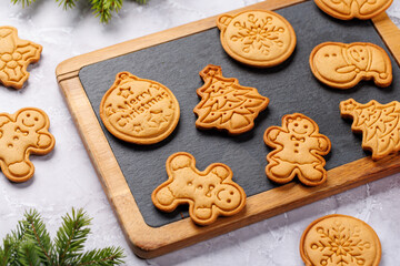 Diverse Christmas gingerbread cookies, festive sweetness