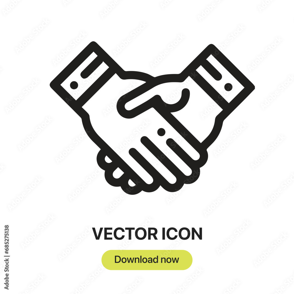 Fototapete Handshake icon vector. Linear-style sign for mobile concept and web design. Handshake symbol illustration. Pixel vector graphics - Vector.	
