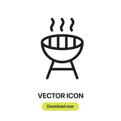 Grill icon vector. Linear-style sign for mobile concept and web design. Grill symbol illustration. Pixel vector graphics - Vector.	
