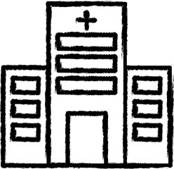 building, clinic, hospital icon grunge style vector