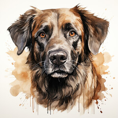 watercolor Anatolian Shepherd Dog clipart, Generative Ai