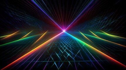 Abstract neon colored laser pattern background.