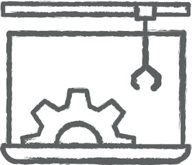 Industry flat, technology, automation, robot, industrial machine conveyor icon grunge style vector