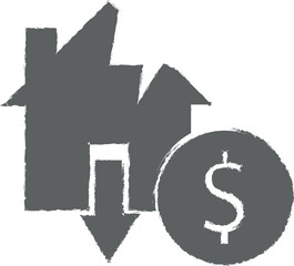 Insurance, damage, expenses, house, living icon grunge style vector