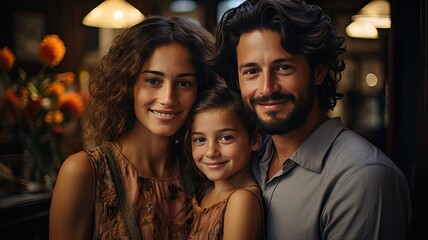 Fototapeta premium Celebrate Diversity and Joy. Happy Ethnic Families Captured in a Beautiful Apartment Portrait