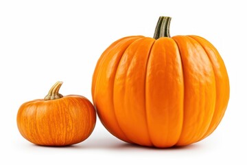 Whole orange pumpkin and slice of pumpkin isolated on white background