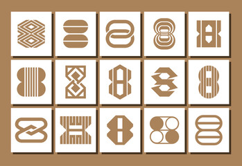 Minimalist line abstract number 8 logo design set
