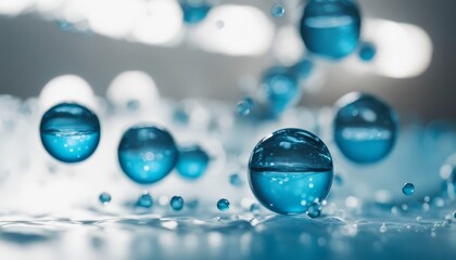 transparent blue water bubbles against a white background graphic element