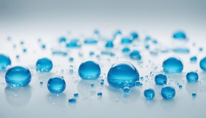 transparent blue water bubbles against a white background graphic element