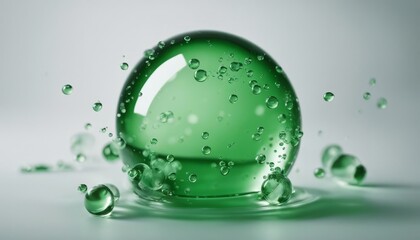 transparent green water bubbles against a white background graphic element - obrazy, fototapety, plakaty