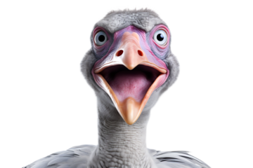 crazy dodo head bird dinosaur isolated on transparent background