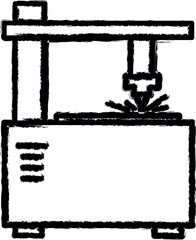 Laser machine icon grunge style vector