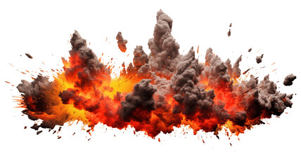 Explosion border with dark smoke and red lava. Generative AI