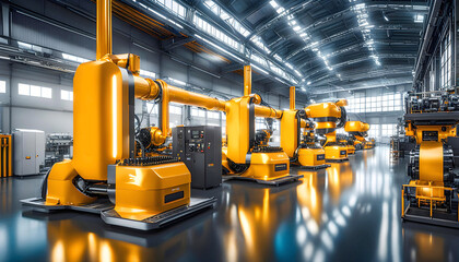 Fototapeta premium Industry 4.0, development of artificial intelligence technologies and software, revolution in the industry of the future,