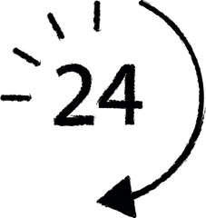 24 hours delivery icon grunge style vector