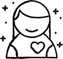 Avatar, woman, love icon grunge style vector