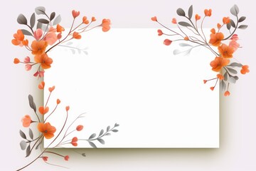 A white card with flowers on a gray background 