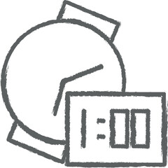 O clock, timer, mall, shop icon grunge style vector
