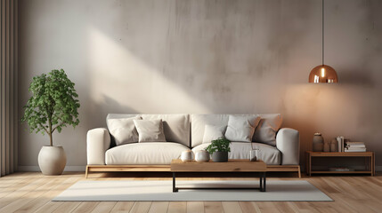 Fototapeta na wymiar Modern Minimal clean clear contemporary living room home interior design,Ai