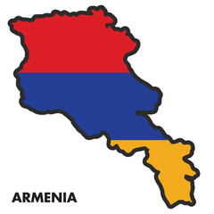 Isolated map of Armenia with its flag Vector