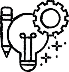 Light bulb gear pencil icon grunge style vector