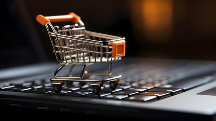 Laptop keyboard shopping cart button,Generative Ai.