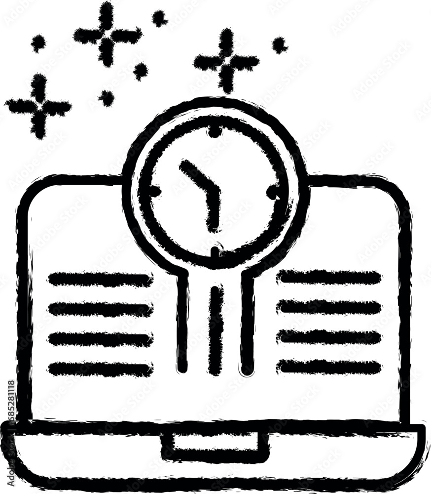 Poster notebook clock icon grunge style vector