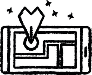 Map location phone icon grunge style vector