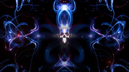 Hard Rock Style VJ Loop Skulls Blue and Red Version