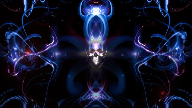Hard Rock Style VJ Loop Skulls Blue and Red Version