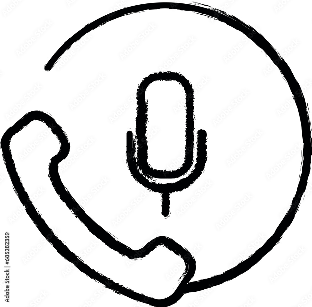 Wall mural microphone and handset icon grunge style vector