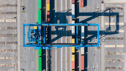 freight train container loading Port container go to Inland Container Depot Bangkok © boygek