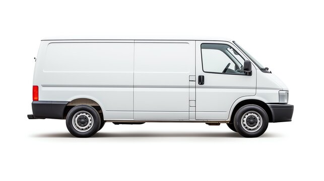 a white van with black wheels