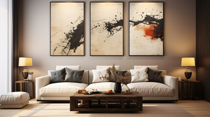 Abstract vintage Japanese calligraphy stroke paint