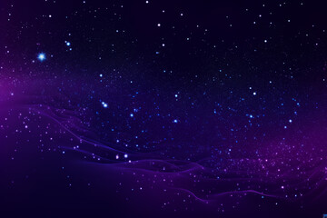Digital purple particles wave and light abstract background with shining dots stars. Generative Ai