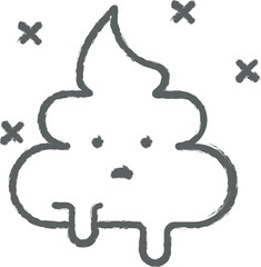Poop, sad, nasty outline icon grunge style vector