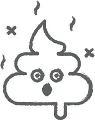 Poop, surprising outline icon grunge style vector