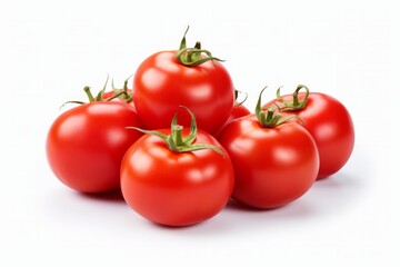 Close-up of fresh red tomatoes on white background