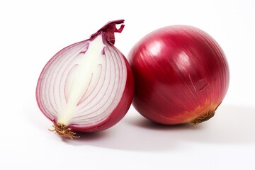 Close-up of onions on white background
