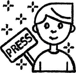 War correspondent man press nameplate icon grunge style vector