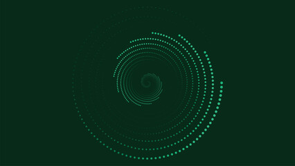 Abstract spiral vortex round background in dark green color.