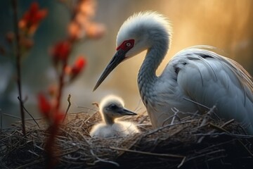 Fototapeta premium A picture of a couple of birds sitting in a nest. Suitable for nature-themed designs and illustrations.